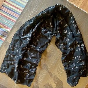 Chic Black Floral Scarf